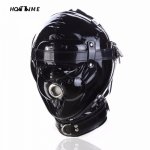 HOTTIME Sponge Bright Leather Restraint Mask Dog Headgears Head Hoods Fully Enclosed Erotic Fetish BDSM Couple Slave Sex Bondage