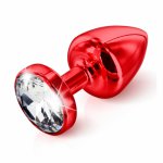Zdobiony plug analny - Diogol Anni Butt Plug Round Red 25 mm Okrągły Czerwony