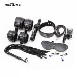 2019 New SM Bondage 8 Piece Suit Couples Adult Sex Toys BDSM Leather Nipple Clips Whip Eye Mask Restraint Fetish Cosplay HOTTIME