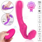 Wireless Strapless Strapon Dildo Vibrators Remote Control Lesbian G Spot Clitoris Stimulator Double Vibrating Sex Toys for Woman