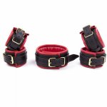 3-In-1 Bondage Gear Kit BDSM Collar Handcuffs Wrist Ankle Leg Cuffs Restraints Adult Sex Products GN