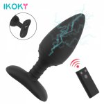 Ikoky, IKOKY Electric Shock Anal Plug Vibrator Sex Toys For Men Women 10 Frequency Wireless Remote Control Prostate Massager Vibrator