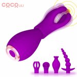 Clitoris Stimulator AV Rod Vibrator with 4 Cap Replacement Soft G Spot Vaginal Massage Wand Sex Toy for Women/ Couple Vibrators