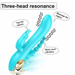 New Triple Pleasure Rabbit Vibrator Rechargeable G Spot P Spot Clitoris Stimulator Anal Plug Dildo Vibrator Sex Toys for Woman