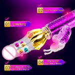 Dual Female Telescopic Expansion Rotating Rocking Dildo Vibrator Wand Butterfly Vibration Bead Rods Adult Sex Toys for Women