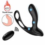 10 Speed Remote Control Heating Anal Dildo Vibrator Finger Prostate Massager With Penis Scotum Ring Sex Toys for Men Masturbator
