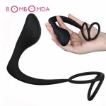 Silicone Anal Plug Erotic Toy Male Prostate Massager Double Penis Ring Butt Plug For Men Erotic Adult Sex Toys For Man Cockring