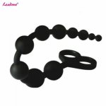 10 Beads Anal Beads Silicone Butt Plug for Beginner Black Prostate Massager Anal Plug Sex Toys for Women Men Gay Initimate Goods