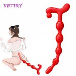 VETIRY Long Anal Bead Sex Anal Toys for Women Silicone Anal Plug Butt Plug Vagina Stimulate Masturbation Adult Products