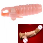 1PCS Silicone Vibrator Penis Sleeve Dildo Double Threaded Sleeve Reuse Penis Sleeve Enlargement Condoms Intimate Goods
