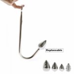 Replaceable Stainless steel anal hook with beads hole metal butt plug anus fart putty slave Prostate Massager BDSM toys