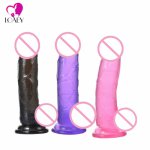 LOAEY Sex Toys Man Fake Penis Realistic Big Dildo Silicone Transparent Crystal Glass Strong Suction Cup Dildo For Women