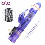 OLO Rabbit Vibrator 360 Degree Rotation Beads Sex Toys For Women Clitoris Stimulator Masturbator G Spot Dildo Double Vibrator