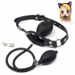 Inflatable Mouth Plug BDSM Bondage Strap on Big Mouth Gag Adult Sex Games Mouth Stuffed Ball Anal Butt Plug With Beads Sex Toys