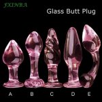 FXINBA Pink Glass Butt Plug Big Crystal Anal Plug Stimulator Erotic Sex Toys for Women Men Adult Products for Couples Buttplug