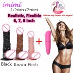 Dildos Realistic Big Flesh Brown Dildo Flexible Huge Penis with Textured Shaft and Strong Suction Cup Sex Toy for Women Vibrator