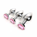 Metal Crystal Anal Plug Heart Stainless Steel Booty Beads Jewelled Anal Butt Plug Adult Sex Toys Products for Men Couples