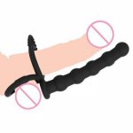 Ikoky, IKOKY Anal Plug Sex Toys for Men Couples Butt Plug Prostate Massage Cock Ring Silicone Wearing five-bead Anal Plug