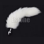 1PC White Fox Tail Butt Metal Plug 35cm Long Anal Sex Toy New hot sale