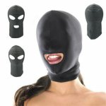 Sexy Toys Fetish Open Mouth Hood Mask Head Black Adult Games Erotic Mask Hood Sexy Eye Mask BDSM Headgear Slave Bondage