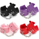 Adjustable PU Leather Plush Hand Cuffs Ankle Handcuffs Bdsm Bondage Restraints Adult Games Erotic Sex Toys For Woman Couples