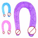 Flexible Soft Silicone Huge Dual Dong Anal Dildo For Lesbian Fake Translucent Double Dildo Adult Sex Toys For Women Accessories