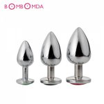 Small, medium, large Metal Mini Anal Butt Plug  Booty Beads adult Sex Toys Stainless Steel+Crystal anal Jewelry sex products O2