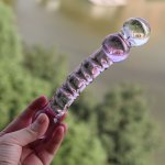 Thread Bump Huge Crystal Glass Dildo Fake Penis Anal Butt Plug Vagina Stimulator Female Gay Male Masturbation Sex Toys