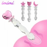 Glass Dildo Pink Star Shape Vaginal Anal Butt Plug Self Comfort Masturbator Sex Toys for Woman Adult Sex Shop