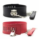 Manyjoy Bondage Locking Leather Neck Collar Chain Leash Sexy Fantasy BDSM Fetish Sex Toys for couples