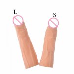 Reusable Condom Dildo Enlargement Delay Time Cock Ring Sex Toys Super Soft Realistic Big Male Penis Sleeve Extender For Men