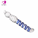 LOAEY 7.6in Blue Wave G-Spot Glass Dildo,  Sex Toys For Woman Comforters Huge Dildo Realistic Glass Dick , Anal Plug