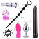 26PCS Sex Toys For Women Men Handcuffs Nipple Clamps Whip Spanking Sex Silicone Metal Anal Plug Butt BDSM Vibrator Bondage Set