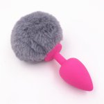 9 Size Gray Rabbit Tail Anal Plug Butt Plug 3 Color Silicone Anus Plug Adult Game Anus Dilator Anal Sex Toys for Couples H8-63A