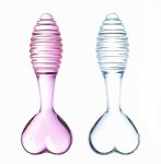 Small Pink Glass Anal Plug Anal Dilator Heart Style Anal Dildo Glass Butt Plug Prostate Massage Sex Products For Women Men