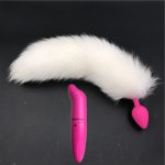 Fox, 2 Pcs/Lot Vibrator And Really Fox Fur White Tail Fluffy Anal Plug Sex Toys Sex Products Toy for Woman And Men Adult Games