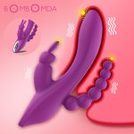 Dual Motors G-spot Vibrator Waterproof Vibrating Rabbit Clitoris Stimulator Female Masturbator With Anal Bead Sex Toys for Women