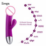 10 Speed Dildo Rabbit Vibrator for Women Soft Female Vagina Clitoris Stimulator Massager Masturbator Sex Products for Adults