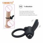 Black Soft Silicone Vibrating Delay Ejaculation Cock Ring Dick Penis Ring Adult Sex Toys Vibrator with Rabbit Ears for Couples