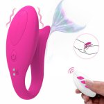 Mermaid Wireless Remote Control Couple Vibrator U 12 Speeds G Spot and Clitoral Massager Dual Motors Adult Sex Toys for Woman