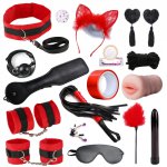 17 Pcs/set Sex Games Erotic Toys for Adults BDSM Bondage Set Handcuffs Nipple Clamps Masturbation Whip Sex Toys for Couples