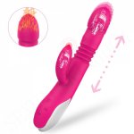 Telescopic Vibrator Dual Heating AV Wand Female Masturbator Silicone Dildo Clitoral G-spot Stimulator Adult Sex Toy for Woman