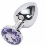 Bombomda, Large Size Metal Anal Plug Booty Beads Stainless Steel+Crystal Jewelry Sex Toys Adult Products Butt Plug For Women Man