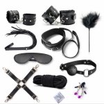 10 Pieces/Set Sex Toys For Couples Handcuffs Whip Nipples Clip Blindfold Mouth Gag Adult Sex Toys Kit BDSM Bondage Flirt Toy 010