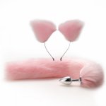 Cute Soft Cat ears Headbands with  Fox Tail Metal Butt Anal Plug Erotic Cosplay Accessories Adult Sex Toys for Couples