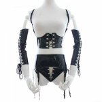 Black Leather Body Harness Bra Sexy Set Strap Top Lingerie Garter Belts Skirt Full Bondage Punk Goth Festival Rave Sex Products