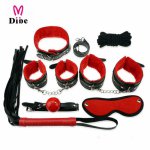 DIBE 7 Pcs Set Fetish Sex Bondage Woman Slave Restraint Adult Sex Toys for Couples Handcuffs Nipple Clamps Whip Erotic Toys