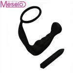 Meselo Men Climax Fantasy Silicone Male Prostate Massager Cock Ring Anal Vibrator Butt Plug Sex Toys for Couple Adult Gay Toys