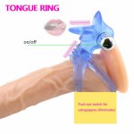 Big Tongue Male mini Vibrators rings cockring Delay Premature Ejaculation penis ball loop lock Sex Toys product for Men Sex Toy