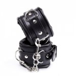 Black PU Leather Soft Sponge Padded Bondage Handcuffs,Fetish Hand Wrist Cuffs Ankle Cuffs,BDSM Sex Toys For Couple Adults Games